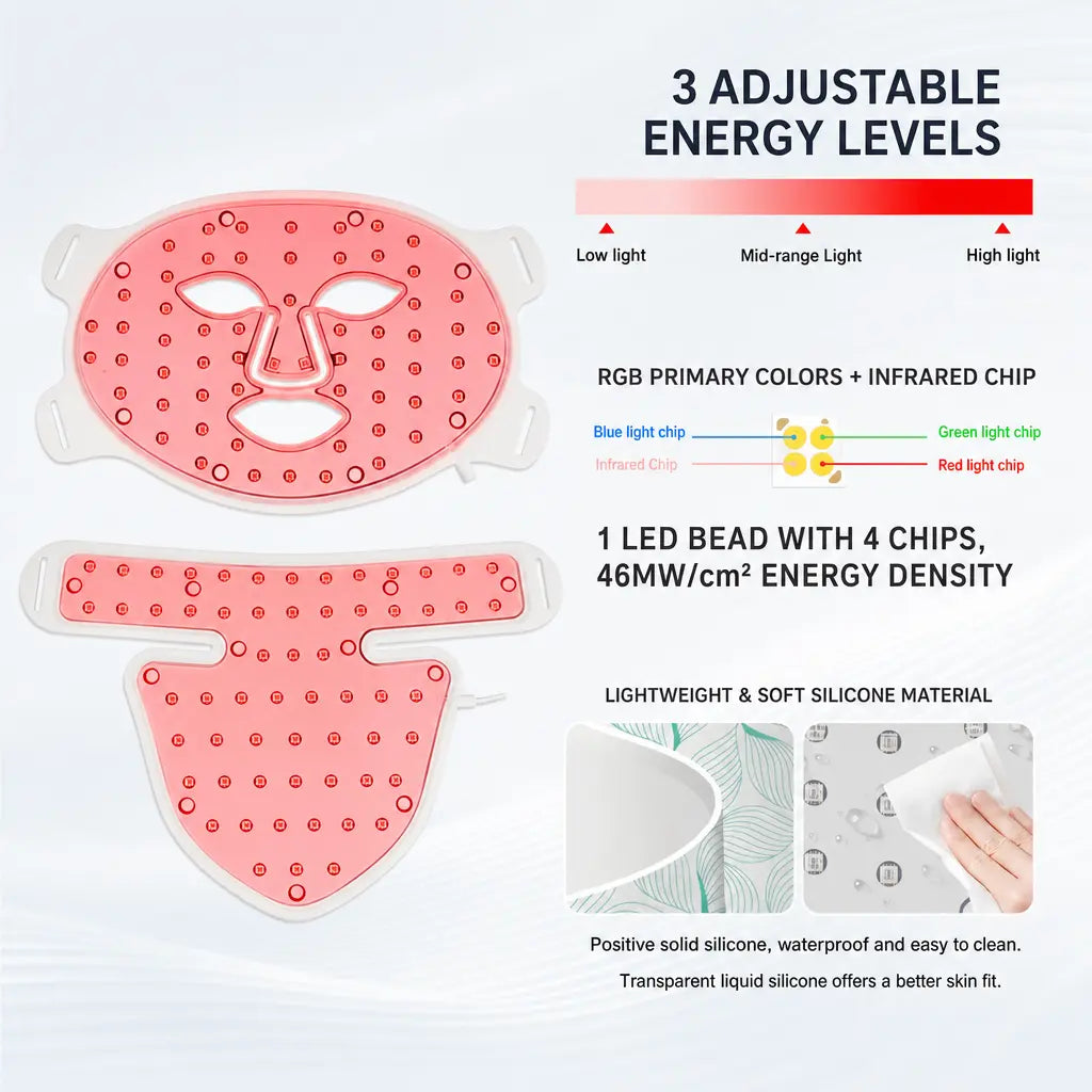 Katalyst 7-Color LED Face & Neck Mask — 8 Wavelengths, Soft Silicone