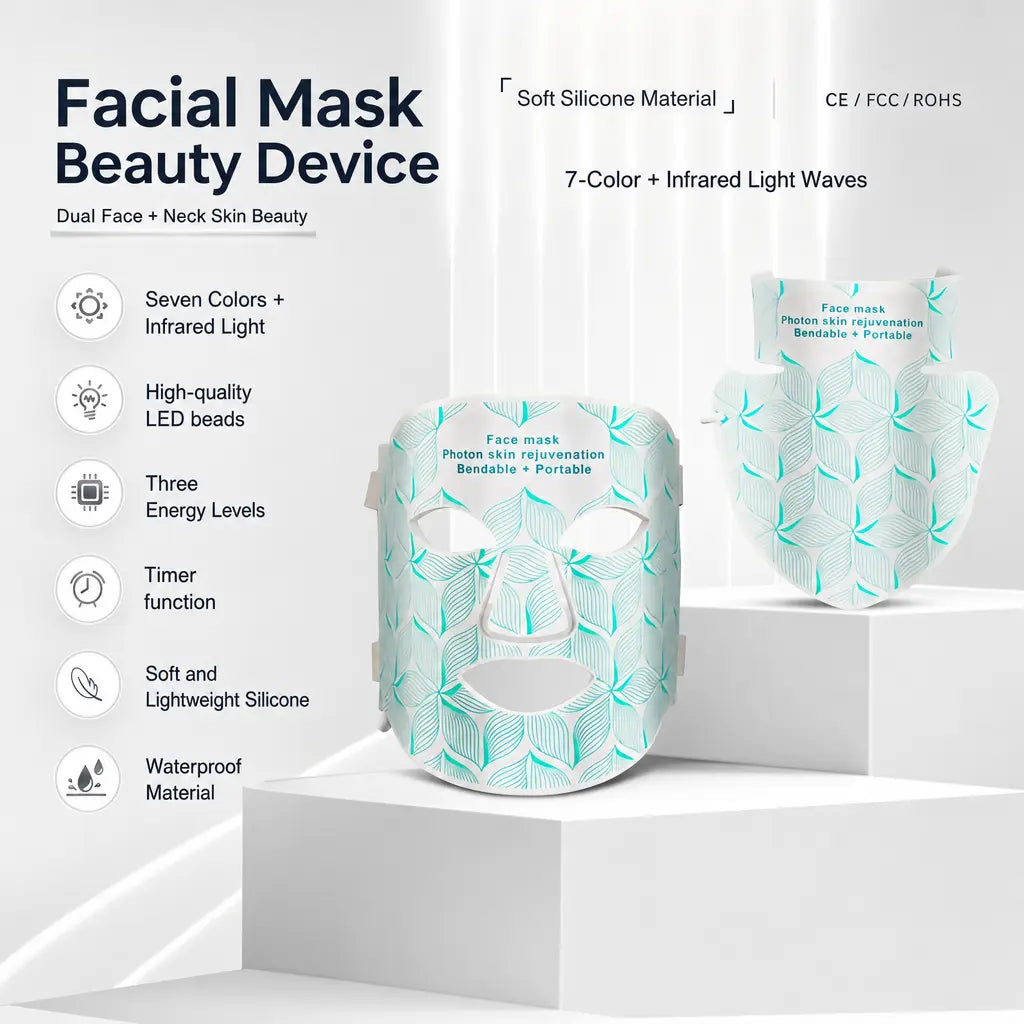 Katalyst 7-Color LED Face & Neck Mask — 8 Wavelengths, Soft Silicone