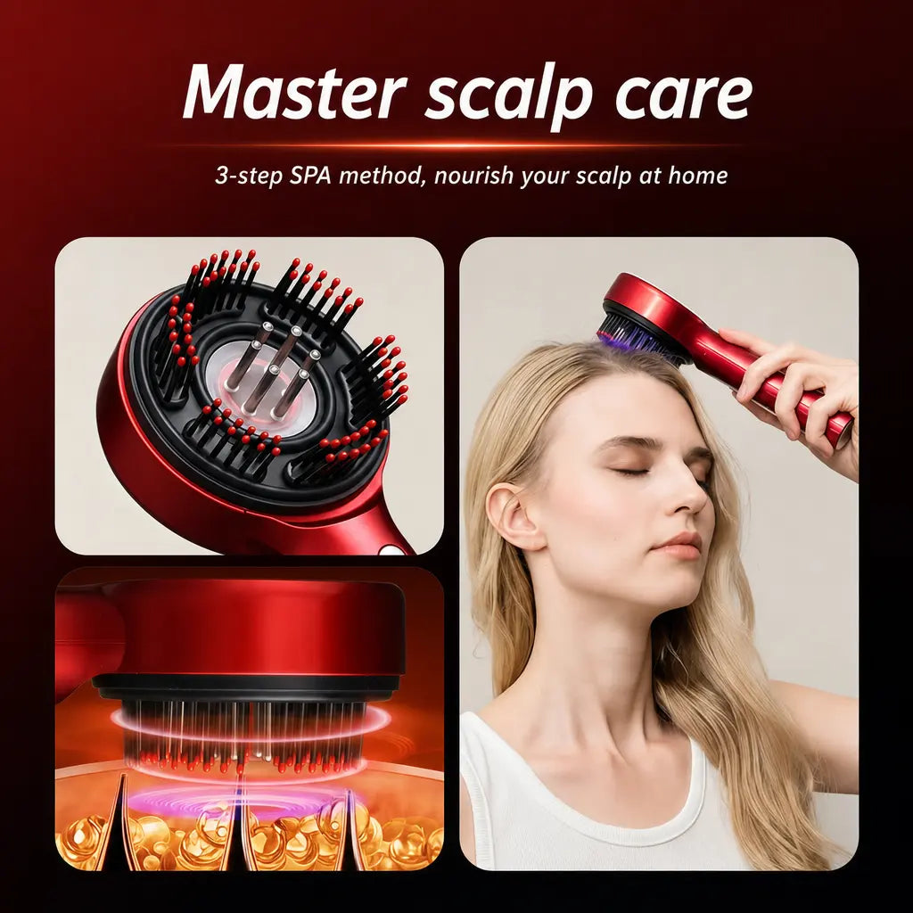 Katalyst S18 Red Light Hair Care Comb — 3 Lights, 5 Kneading Heads, Dual Angle
