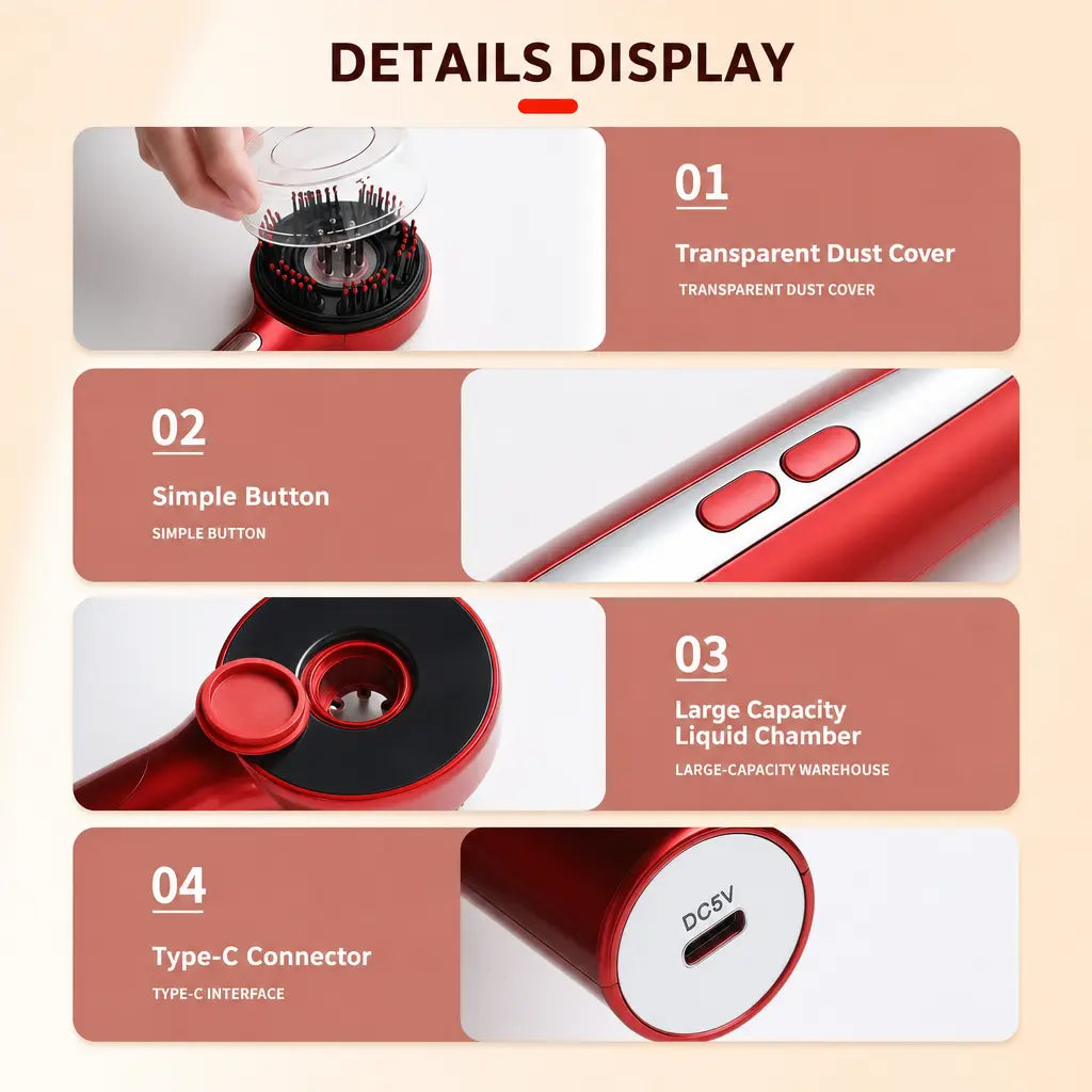 Katalyst S18 Red Light Hair Care Comb — 3 Lights, 5 Kneading Heads, Dual Angle