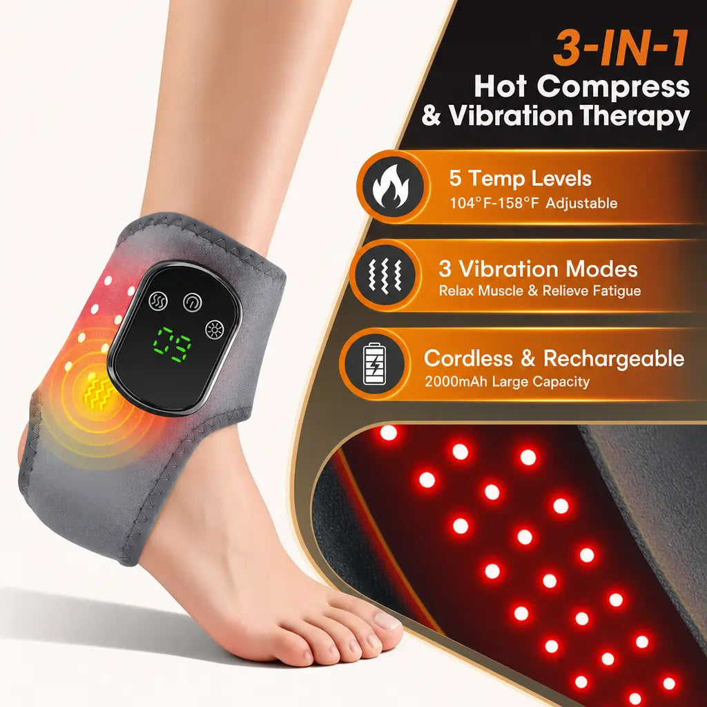 Katalyst Cordless Red Light Ankle Brace — 40 LEDs, Heat & Vibration