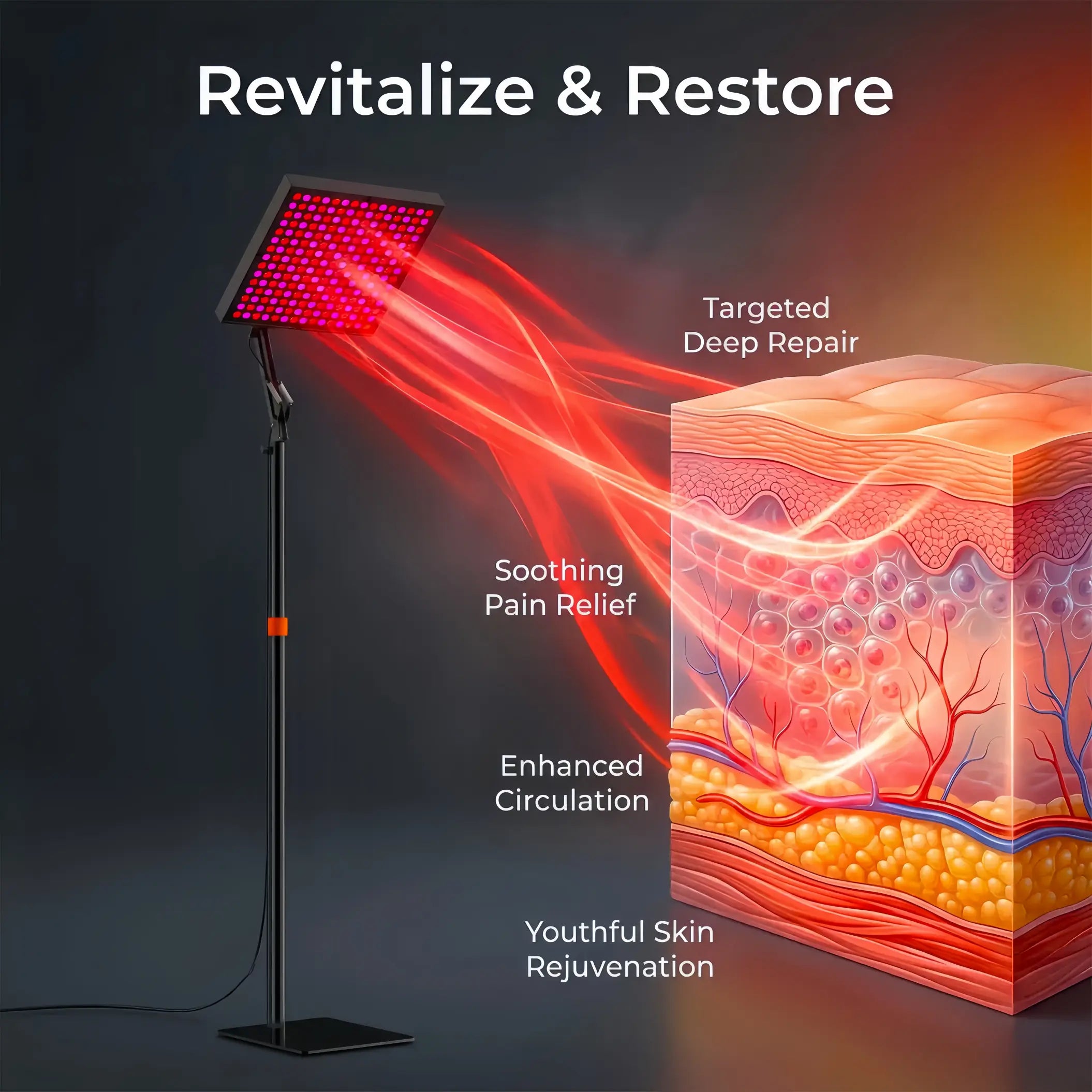 45W Red Light Therapy Lamp with Stand | 660nm & 850nm Infrared Light (Remote Control)