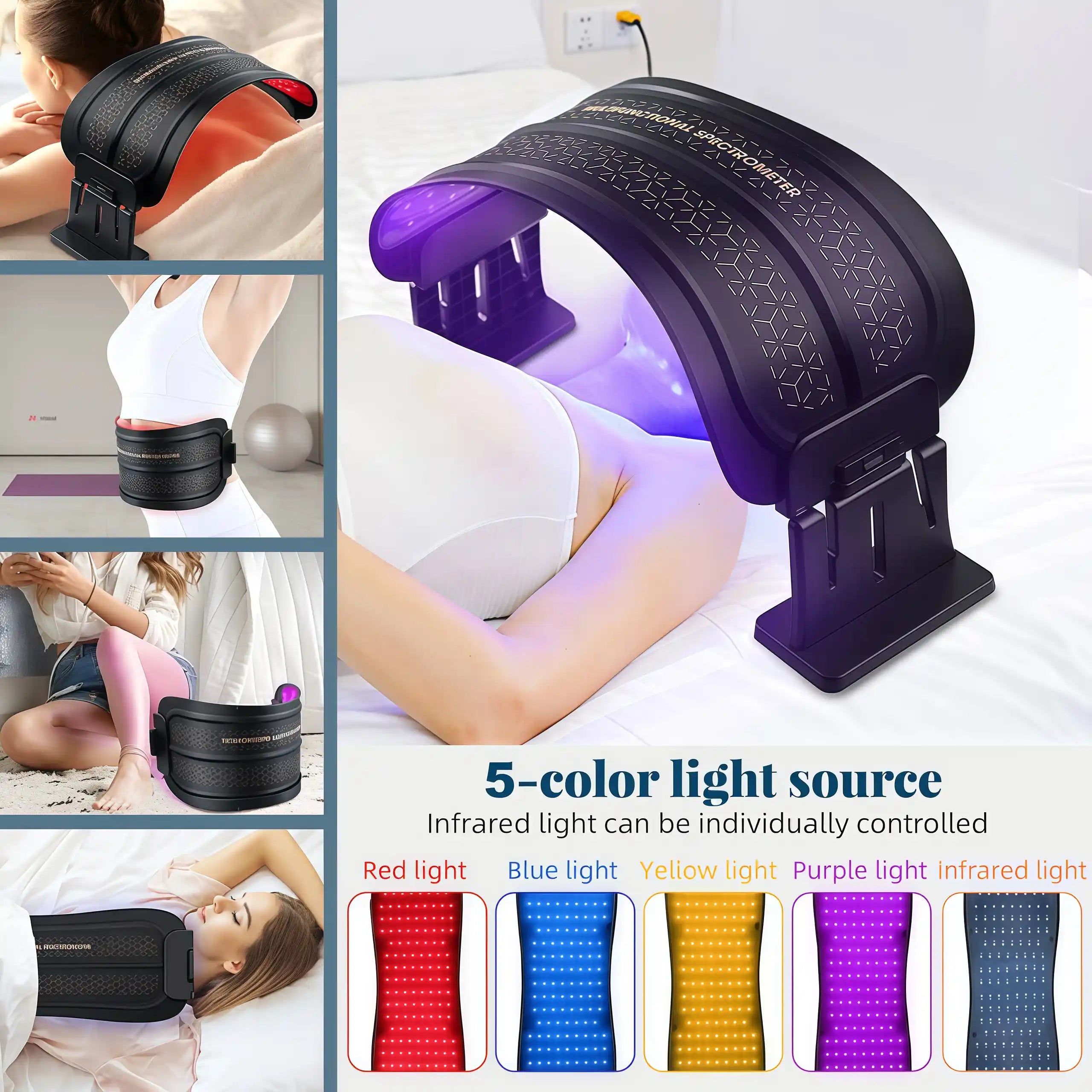 5-Color LED Light Therapy Device with Stand & Belt Mode (Infrared Control)