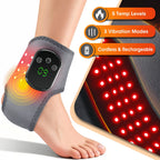 Cordless Red Light Therapy Ankle Brace with Heat & Vibration | 40pcs Triple-Core LEDs