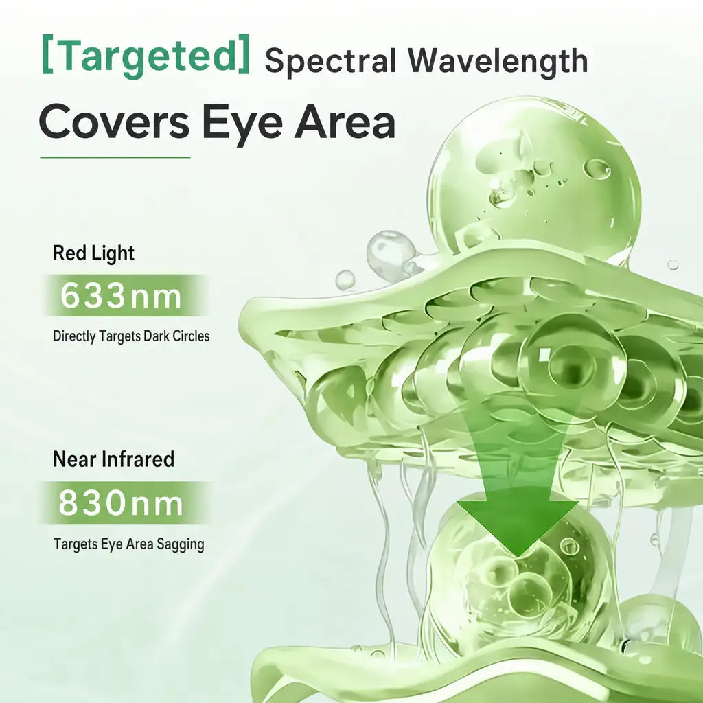 KATALYST M6 Silicone Eye Massager infographic, presenting three adjustable levels of hot compress for relaxation.