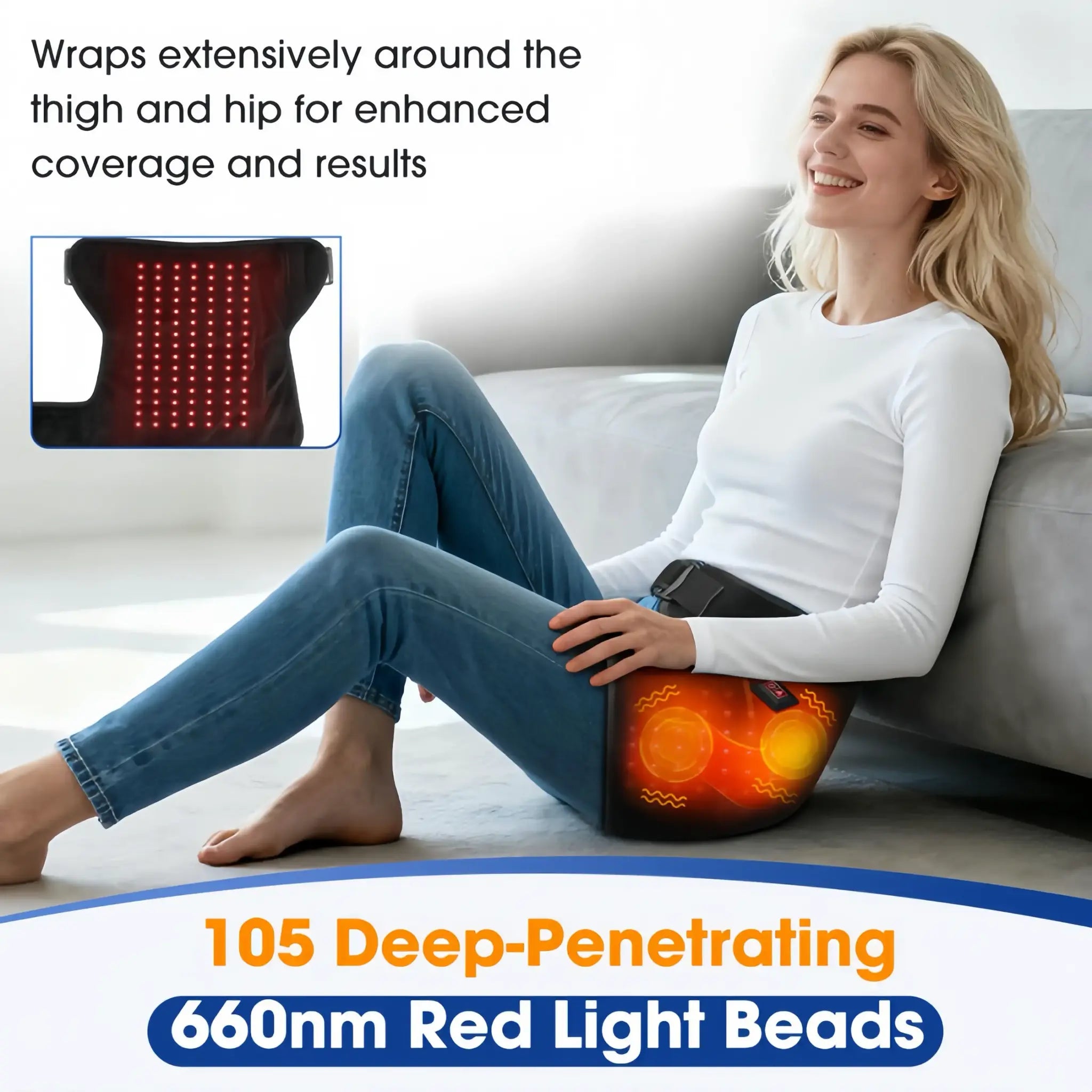 Cordless Hip Red Light Therapy Device with Heat & Vibration Massage