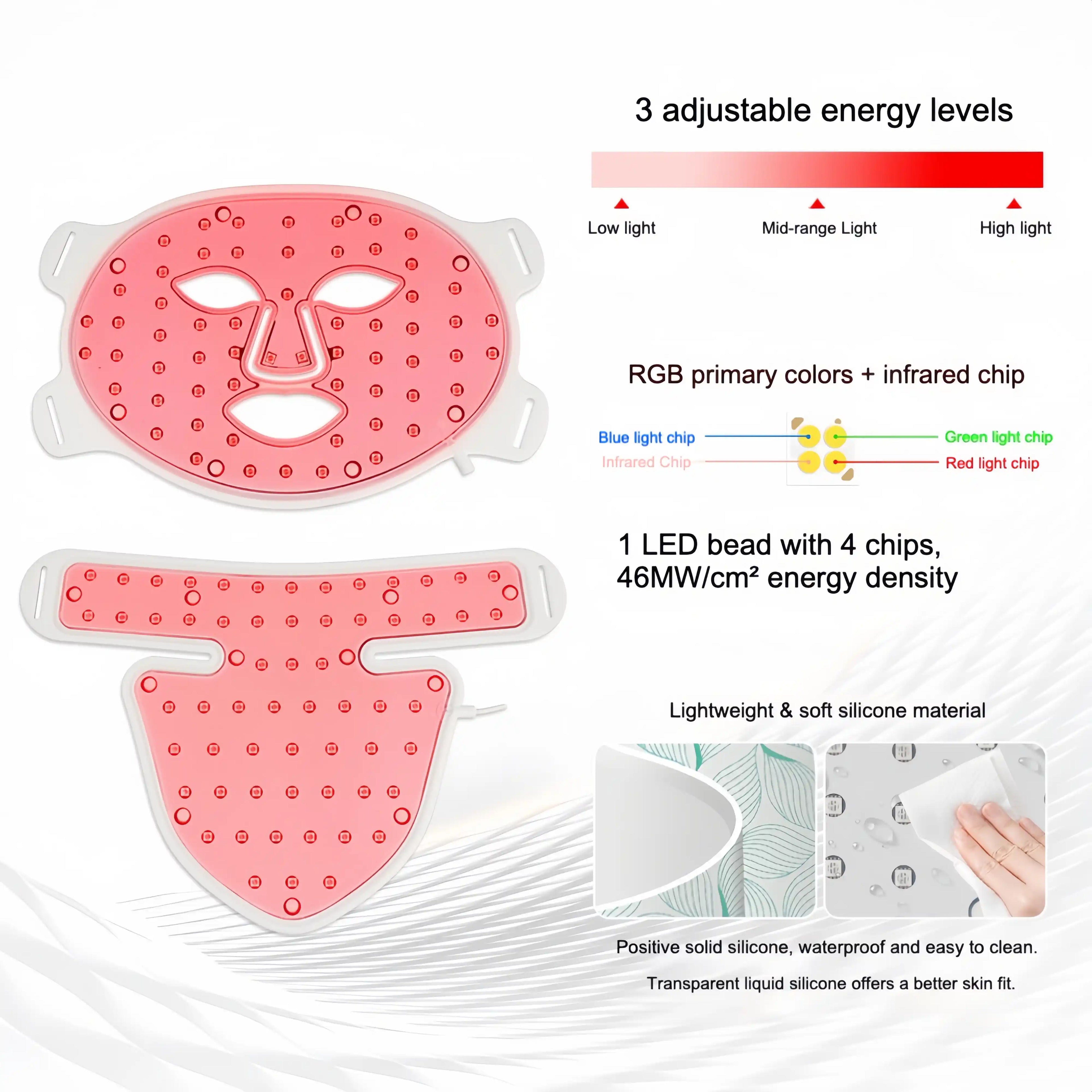 7-Color LED Face & Neck Photon Therapy Mask with Infrared Light