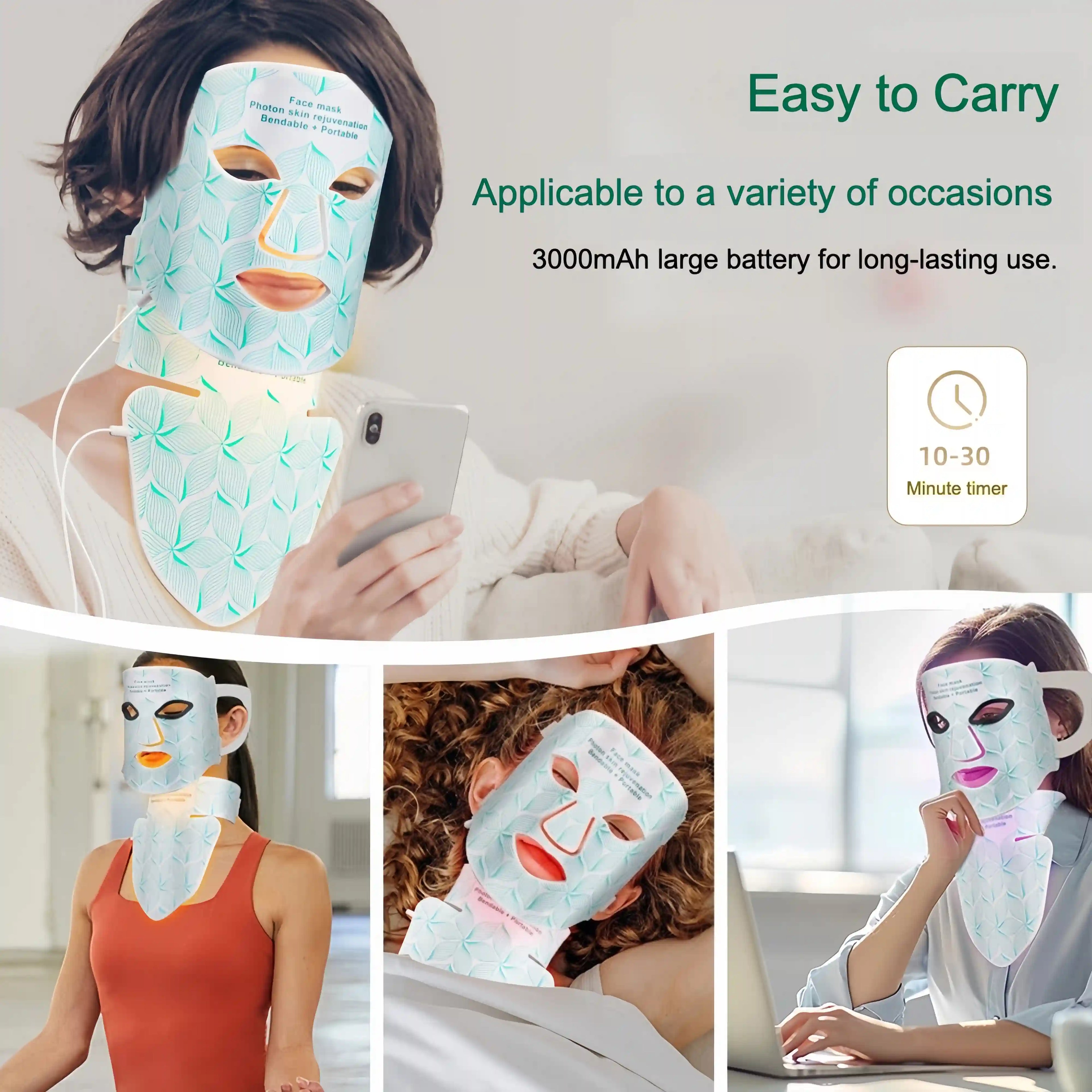 7-Color LED Face & Neck Photon Therapy Mask with Infrared Light