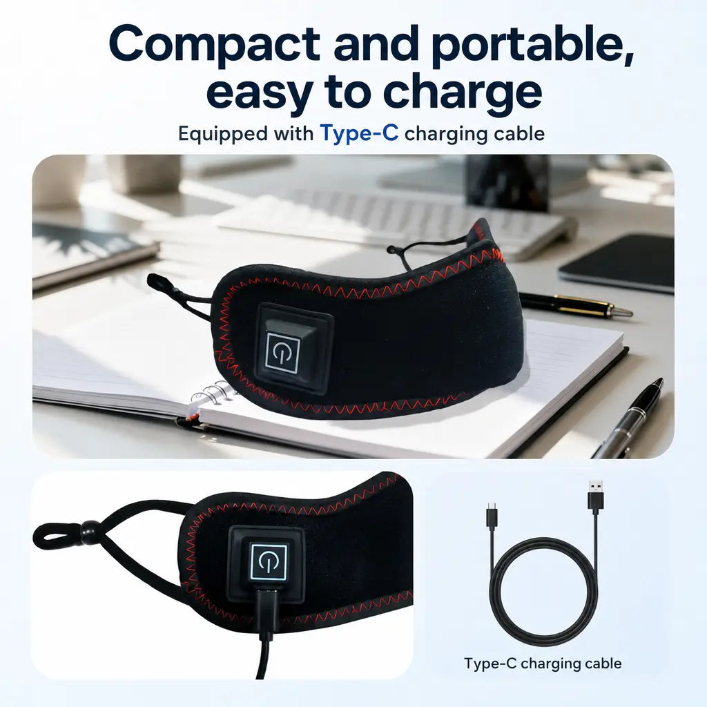 KATALYST Cordless Red Light Nasal Mask benefits infographic showing the 5-second rapid thermal heating feature.