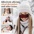 KATALYST Cordless Red Light Nasal Mask on a woman wearing the device to soothe her nasal passages and breathe easily.