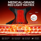 KATALYST red light shoulder massager infographic showing long battery life with a 5000mAh rechargeable battery