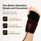 KATALYST USB Red Light Wrist Wrap lifestyle view, showing the portable design connected to a computer power source.